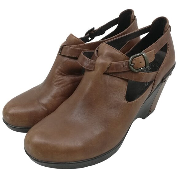 Dansko Franka Platform Wedge Brown Leather Shoes Booties Size 41  US 10.5-11 - Picture 1 of 13